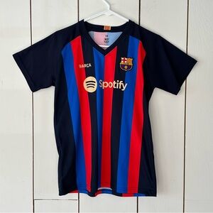 FC Barcelona Lewandowski 9 Soccer Jersey 2022-23 Spotify Boys Sz 14